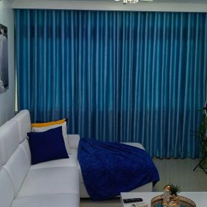 Cortina Mariarca Azul turquesa com detalhe